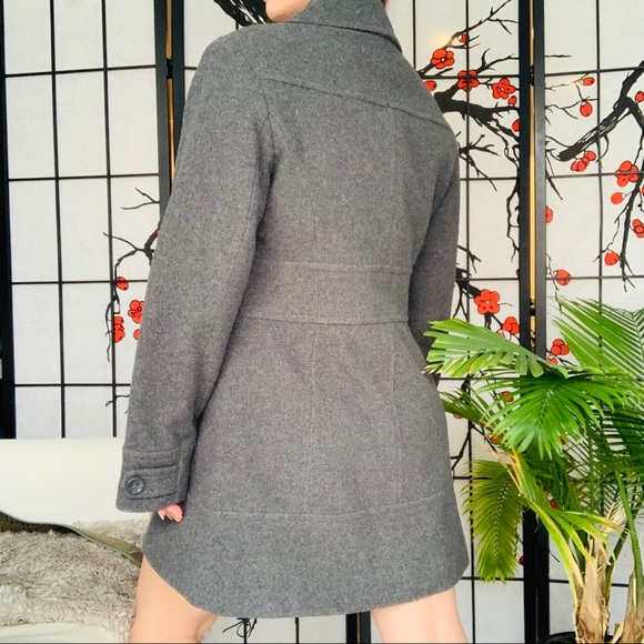 Kenneth Cole Wool Classy Button Down Dress Pea Coat Single Breasted Gray 12 - Picture 7 of 16